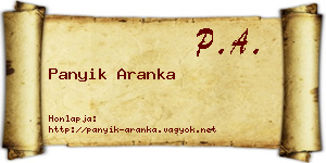 Panyik Aranka névjegykártya